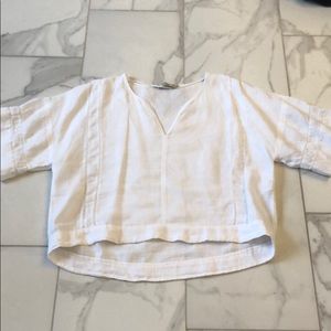 Zara white linen crop top size xl